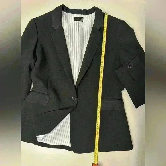 1.State Rich Black Blazer Striped Lining Size Tag Missing, Likely a Size 12 - Picture 9 of 9